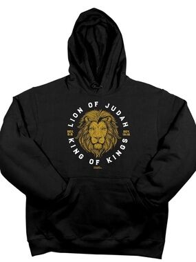 Light Source Mens Hooded Sweatshirt Lion Of Judah, Black, 2X
